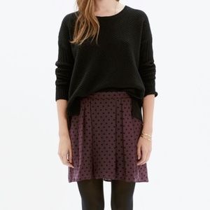 Madewell Burgundy Silk Polka Dot Skirt